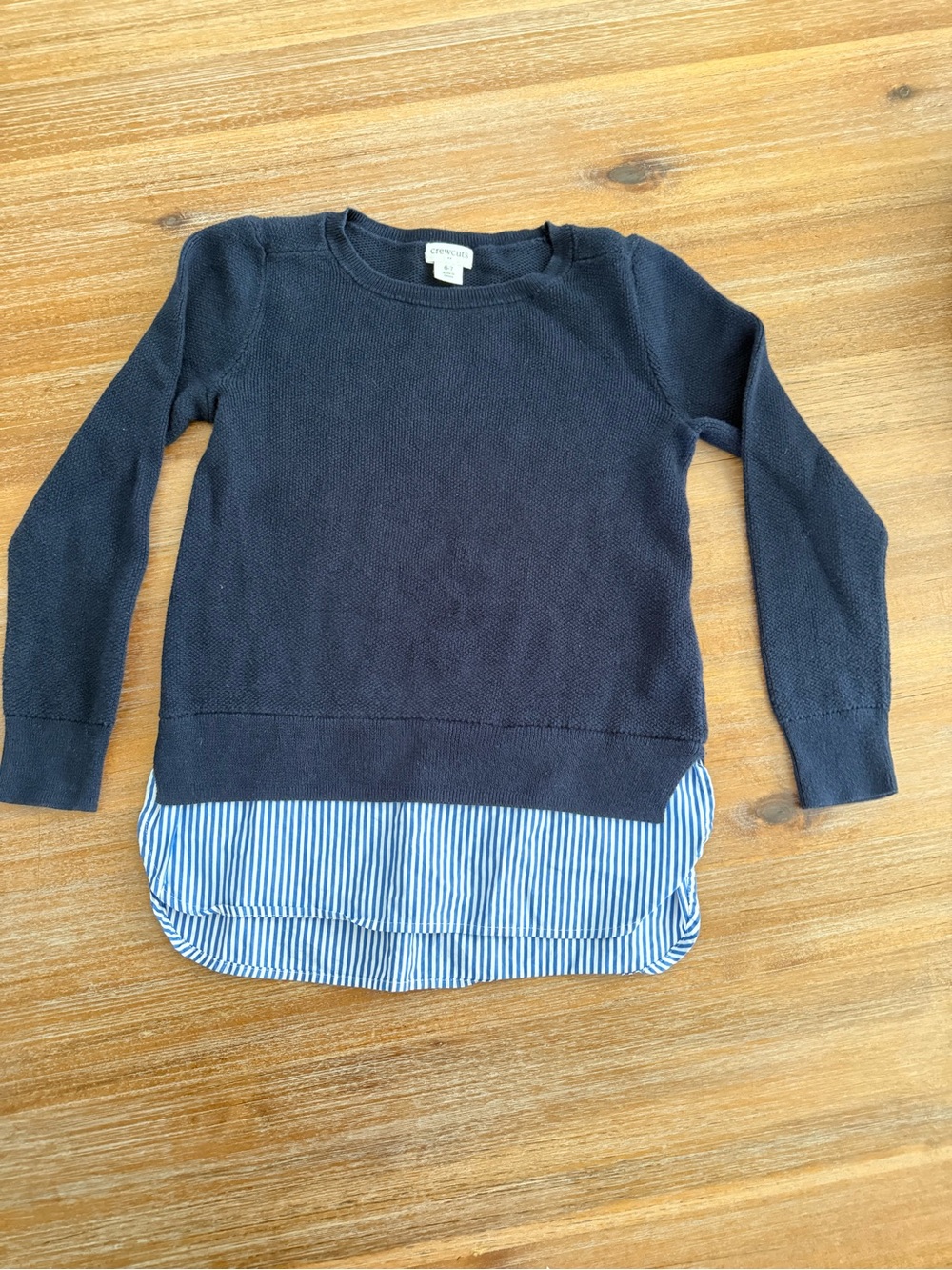 Crewcuts Girls Navy Layered Sweater Shirt Combo Size 6-7 Cotton J.Crew Kids